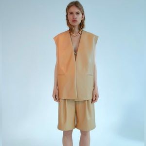 Zara- 2 PIECE FAUX LEATHER LONG BERMUDA SHORTS & VEST